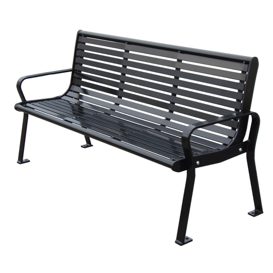 710 Steel Park Bench w/Back